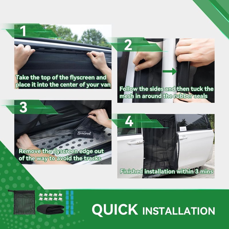 RVINGPRO Van Bug Screen for Sprinter, Universal Size Magnetic Mosquito Net for Ford Transit, ProMaster & Other Campervans, Motorhomes, RV Sliding Door Bug Mesh, Van Life Essentials (Small) - Image 5
